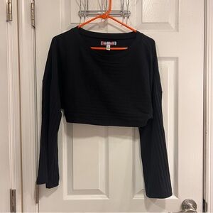 Urban Outfitters Black Ribbed Long Sleeve‎ Crop Top